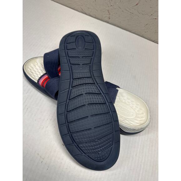 Crocs Women Open Toe Ankle Stap Multicolor Striped Blue Slingback Size 11 - Picture 4 of 5